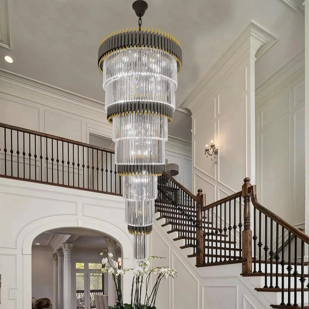 Luxury Oversize Crystal Chandelier for high ceiling staircase and foyer lighting