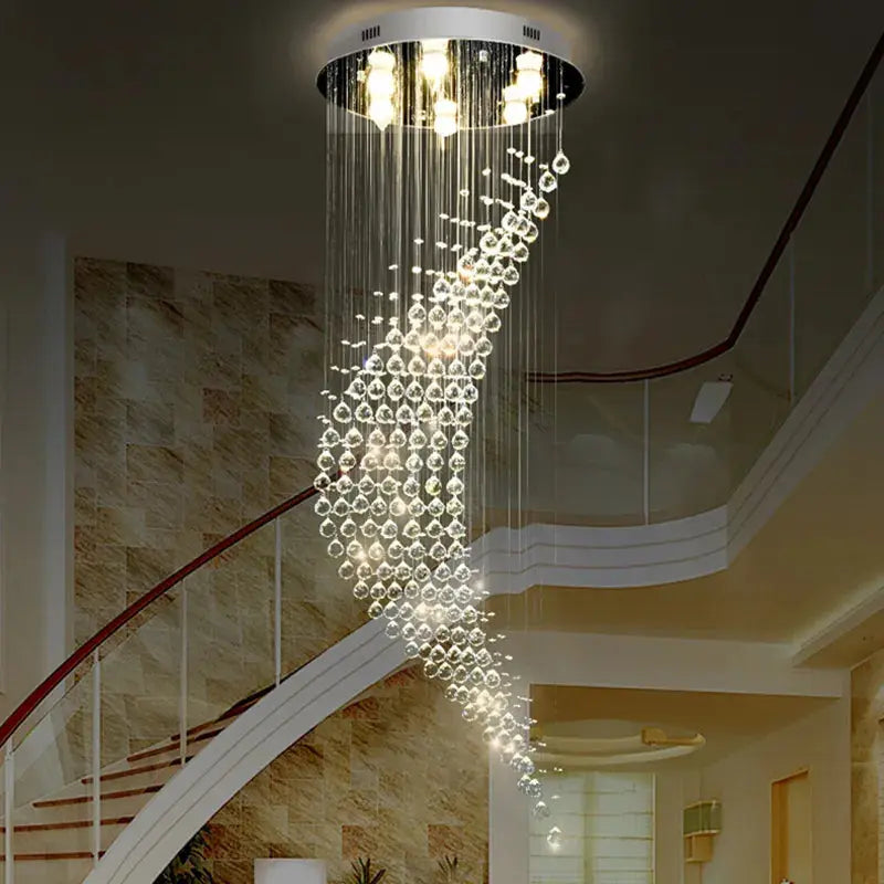 Luxury Raindrop Crystal Chandelier for Staircase and Foyer for high ceiling staircase and foyer lighting