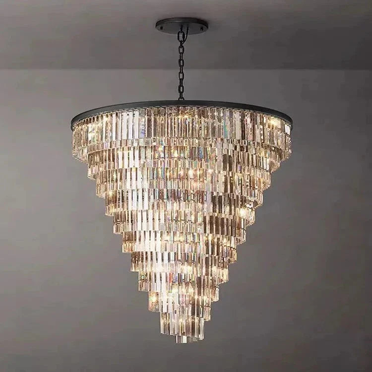 Luxury Tiered Crystal Chandelier for Foyer for high ceiling staircase and foyer lighting