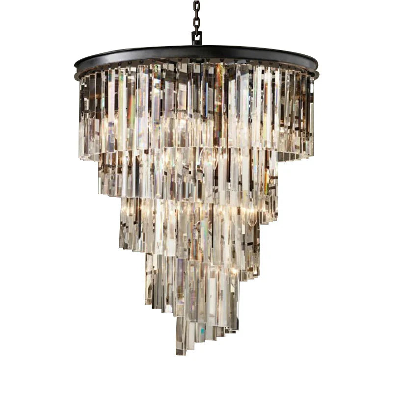 Luxury Tiered Crystal Chandelier for Foyer for high ceiling staircase and foyer lighting