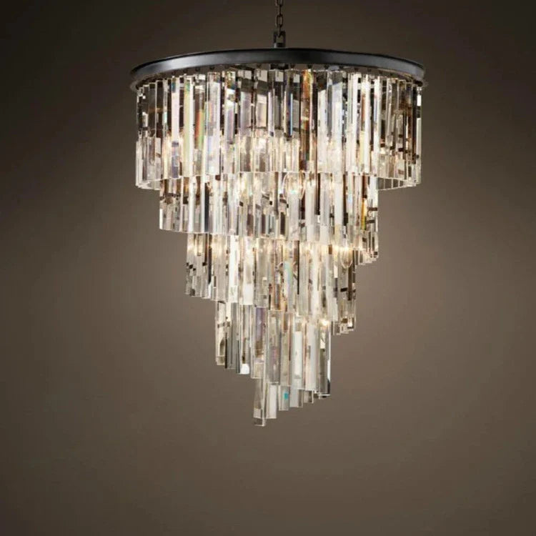Luxury Tiered Crystal Chandelier for Foyer for high ceiling staircase and foyer lighting