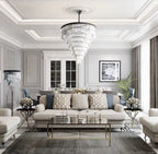Luxury Tiered Crystal Chandelier for Foyer for high ceiling staircase and foyer lighting