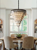 Luxury Tiered Crystal Chandelier for Foyer for high ceiling staircase and foyer lighting