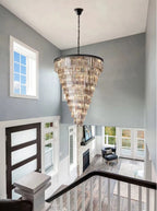Luxury Tiered Crystal Chandelier for Foyer for high ceiling staircase and foyer lighting