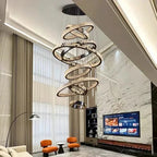 Malen Multi Ring Pendant Light for high ceiling staircase and foyer lighting