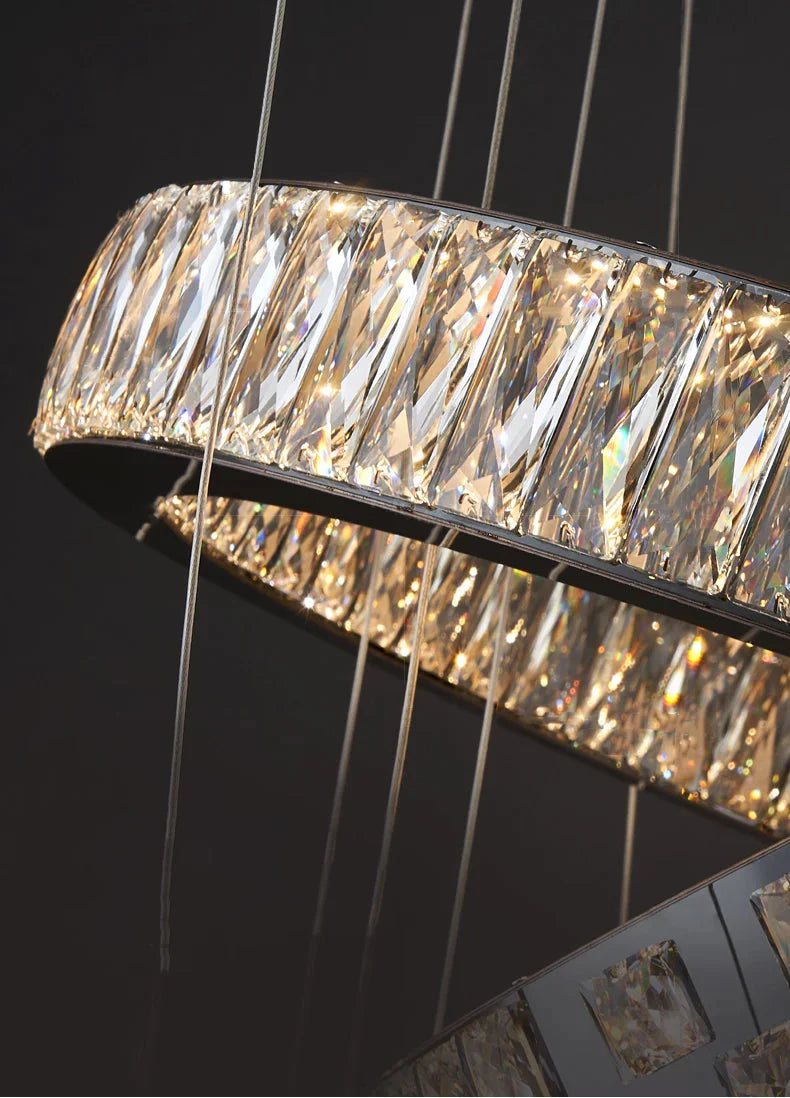 Malen Multi Ring Pendant Light for high ceiling staircase and foyer lighting