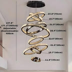 Malen Multi Ring Pendant Light for high ceiling staircase and foyer lighting