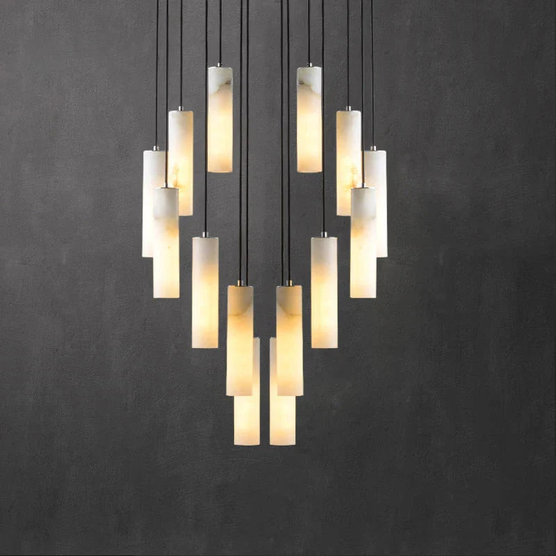 Marble Tube Chandelier for Living Room & Foyer for high ceiling staircase and foyer lighting