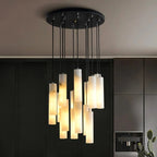 Marble Tube Chandelier for Living Room & Foyer for high ceiling staircase and foyer lighting