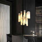 Marble Tube Chandelier for Living Room & Foyer for high ceiling staircase and foyer lighting