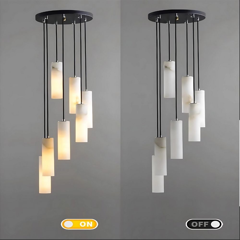 Marble Tube Chandelier for Living Room & Foyer for high ceiling staircase and foyer lighting