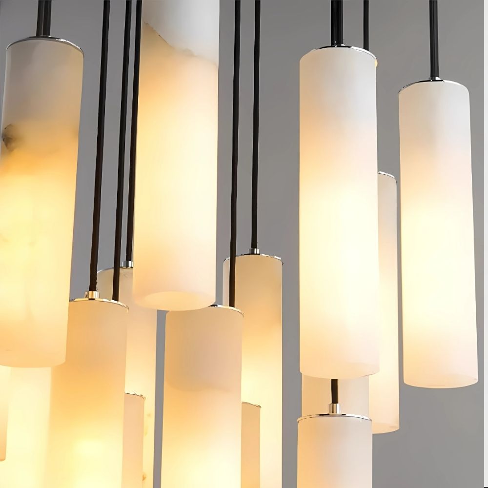 Marble Tube Chandelier for Living Room & Foyer for high ceiling staircase and foyer lighting