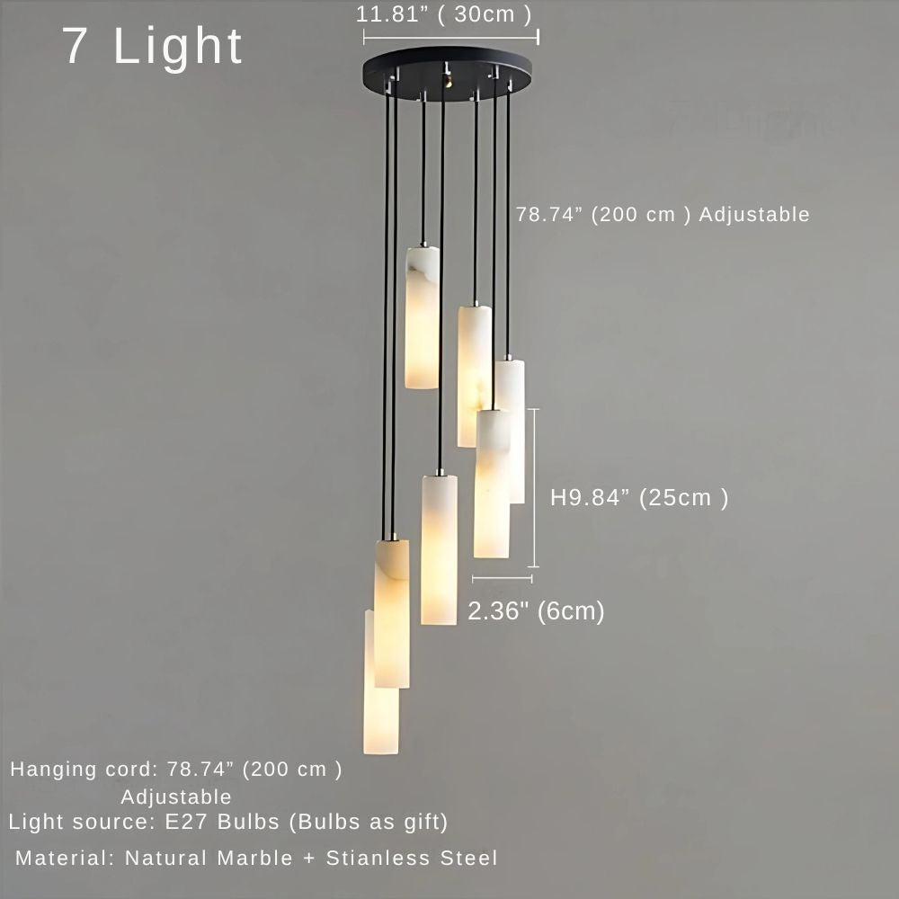 Marble Tube Chandelier for Living Room & Foyer for high ceiling staircase and foyer lighting