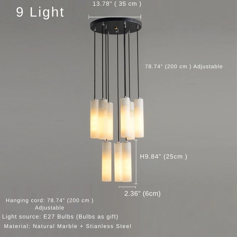 Marble Tube Chandelier for Living Room & Foyer for high ceiling staircase and foyer lighting