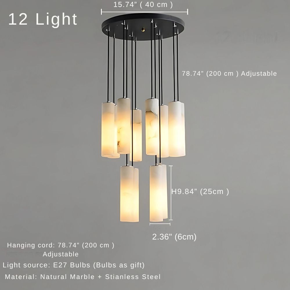 Marble Tube Chandelier for Living Room & Foyer for high ceiling staircase and foyer lighting