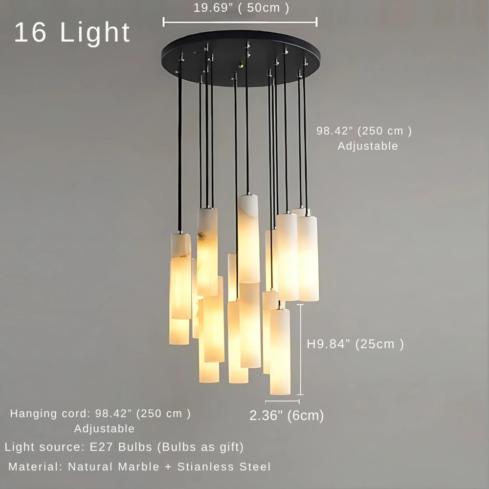 Marble Tube Chandelier for Living Room & Foyer for high ceiling staircase and foyer lighting