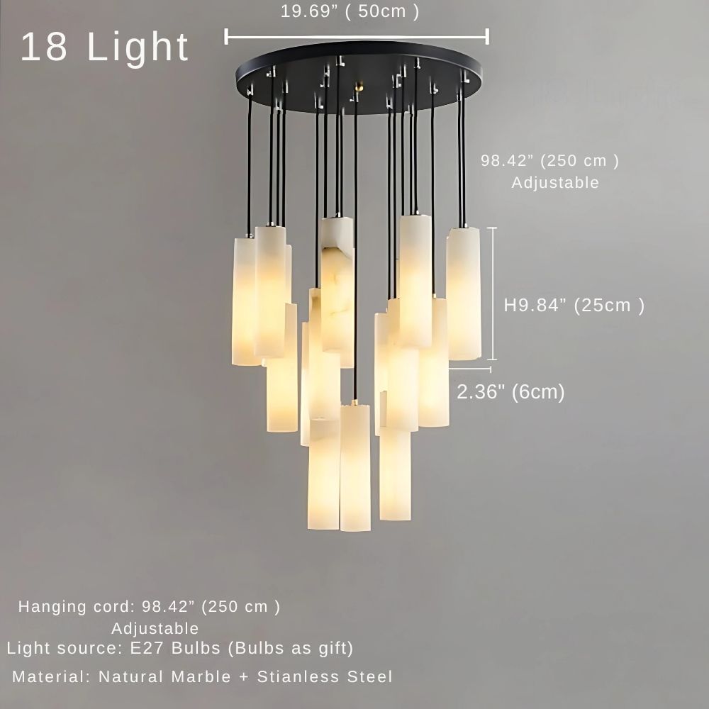 Marble Tube Chandelier for Living Room & Foyer for high ceiling staircase and foyer lighting