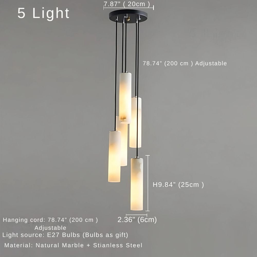 Marble Tube Chandelier for Living Room & Foyer for high ceiling staircase and foyer lighting