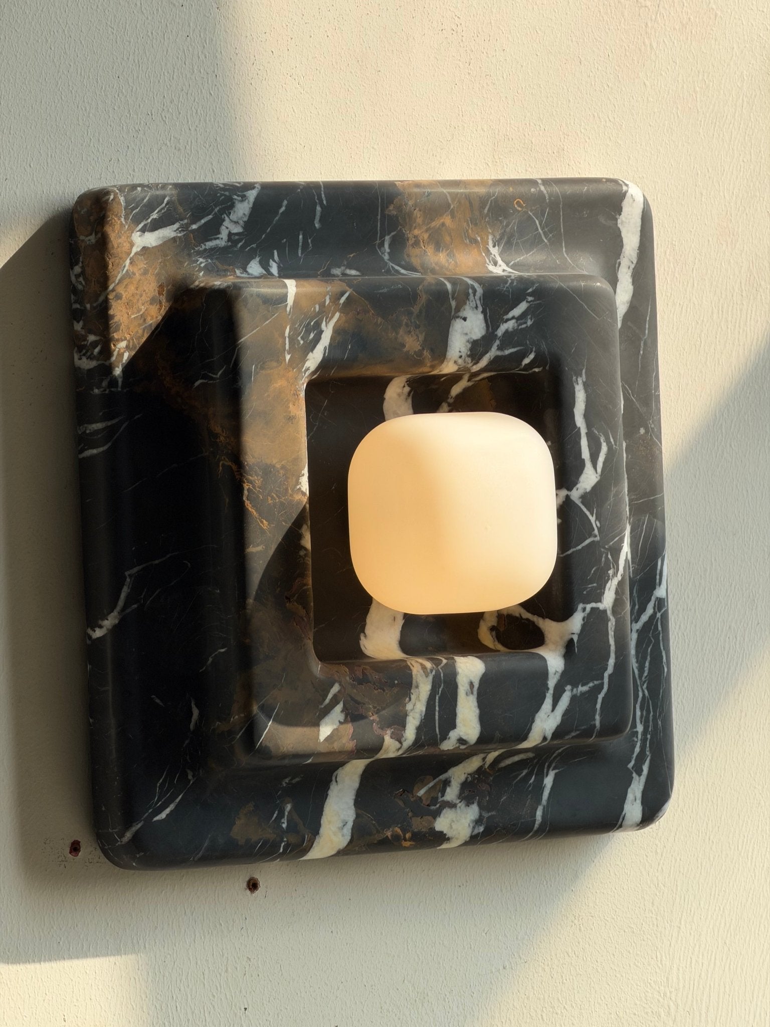 Marblume Square Marble Wall Lamp by Bling Lighting Studio