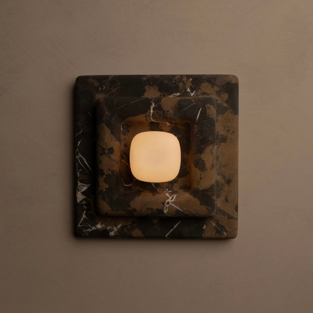 Marblume Square Marble Wall Lamp by Bling Lighting Studio