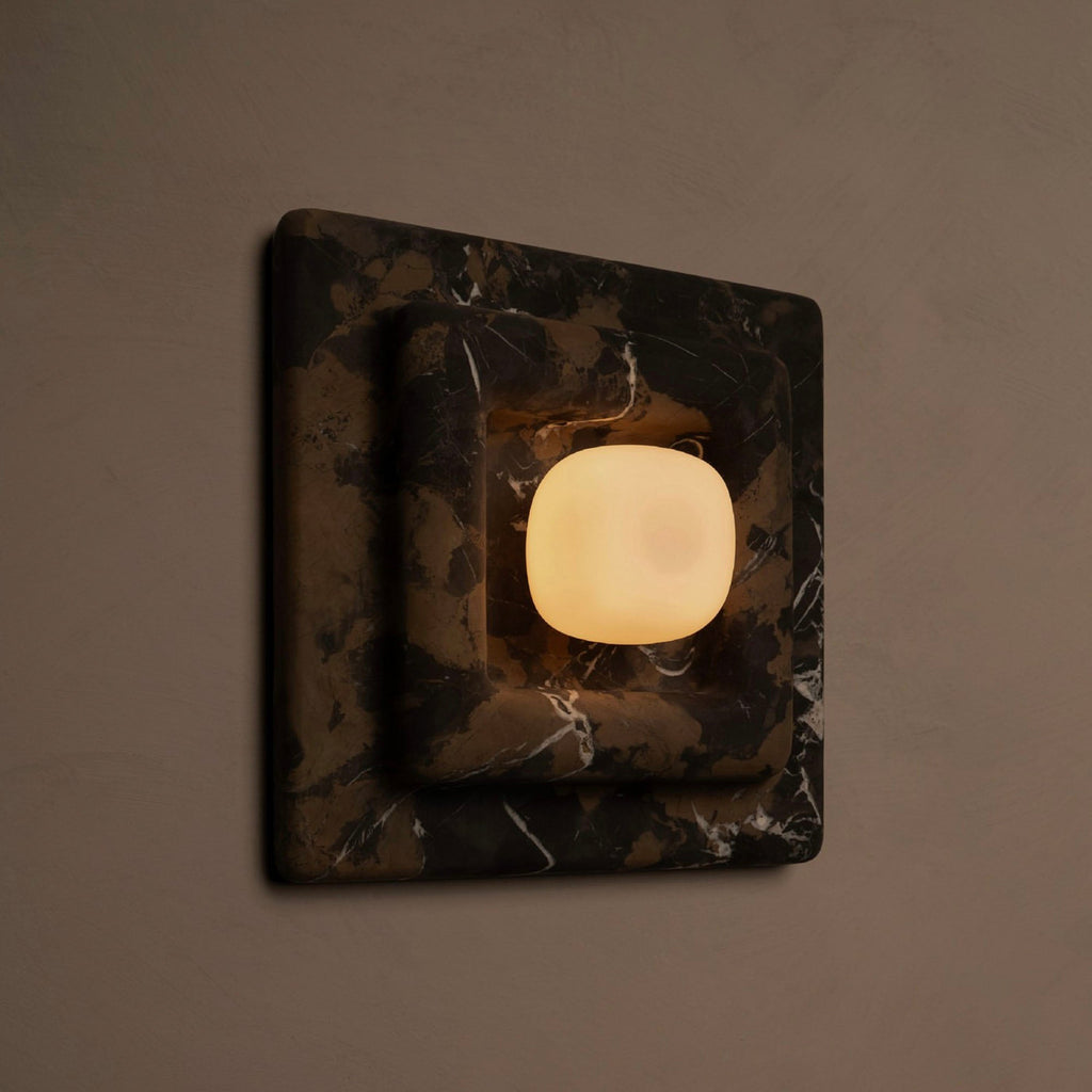 Marblume Square Marble Wall Lamp by Bling Lighting Studio