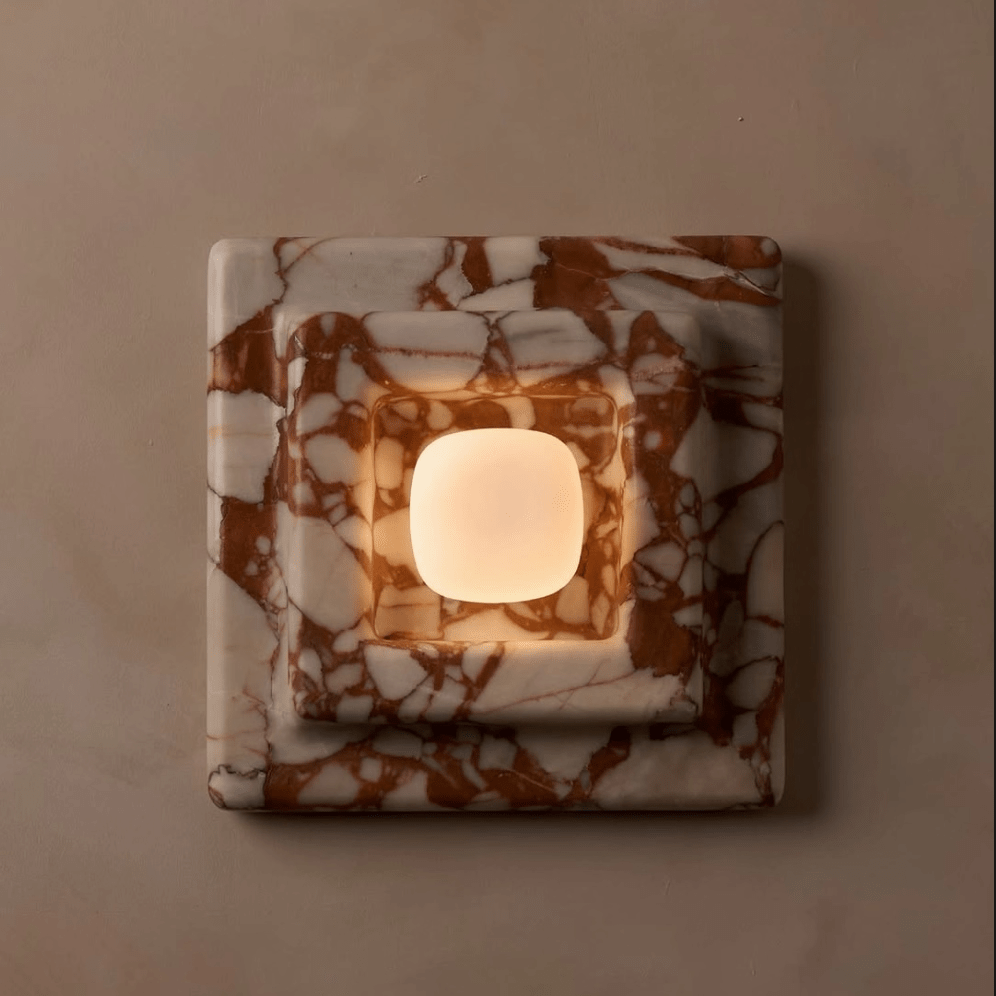 Marblume Square Marble Wall Lamp by Bling Lighting Studio