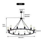 Metal 12 Light Black Chandelier Fixture for high ceiling staircase and foyer lighting