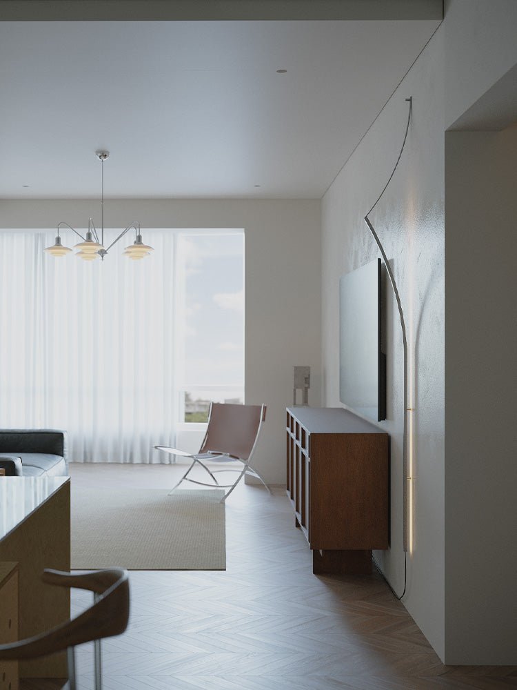 Minimalist Curving Ribbon LED Wall Sconce by Bling Lighting Studio