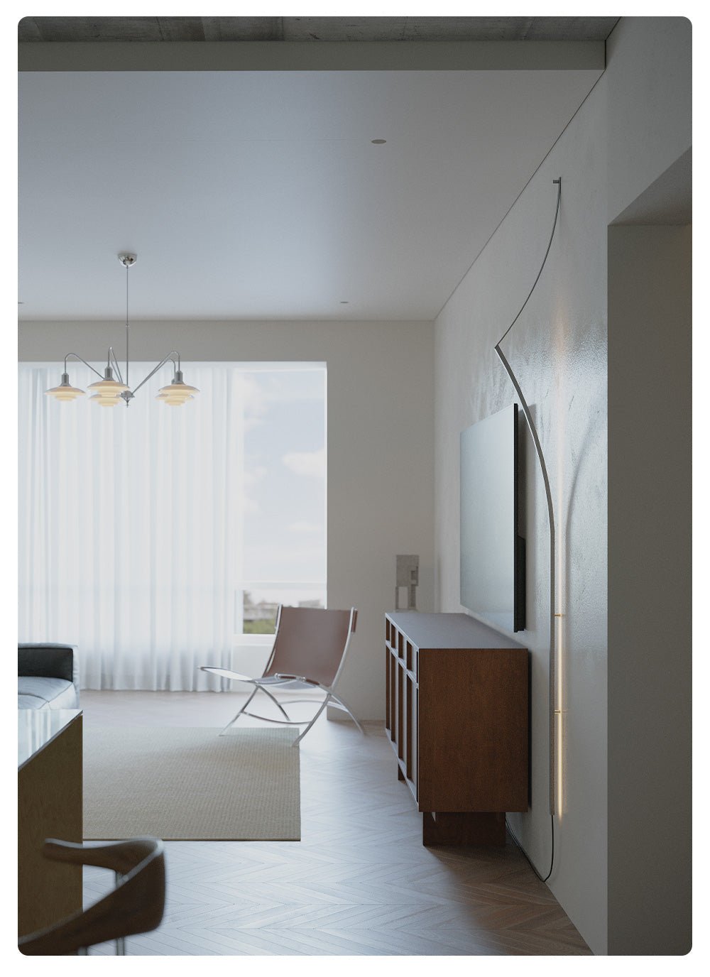 Minimalist Curving Ribbon LED Wall Sconce by Bling Lighting Studio