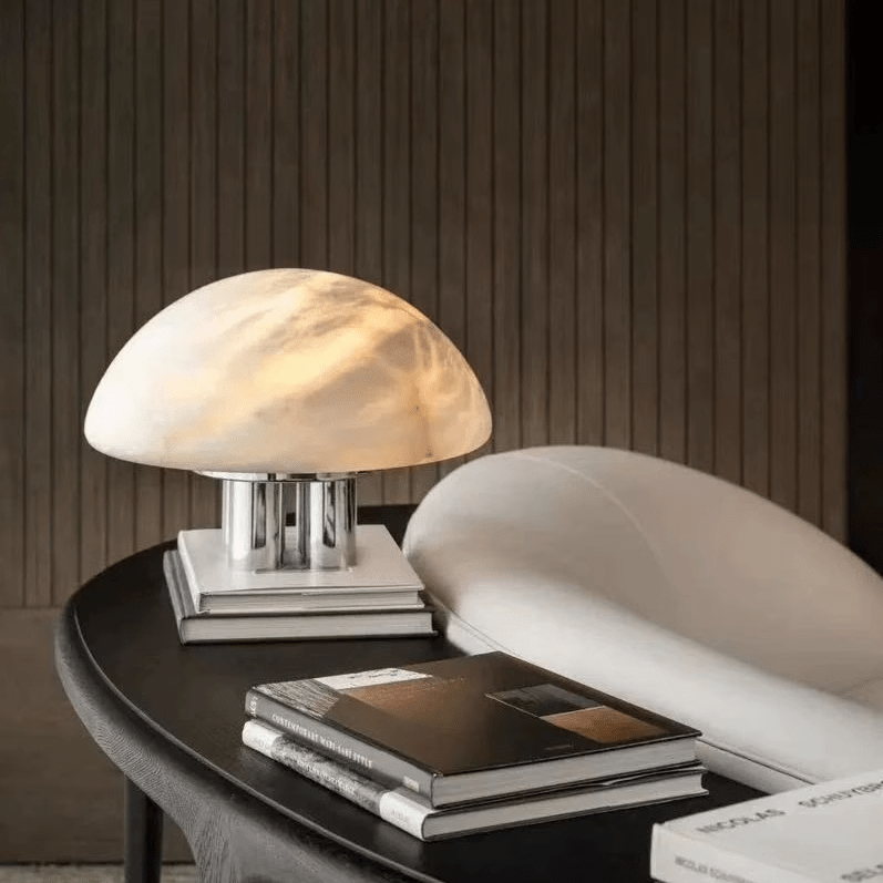 Mira Alabaster Mushroom Table Lamp by Bling Lighting Studio