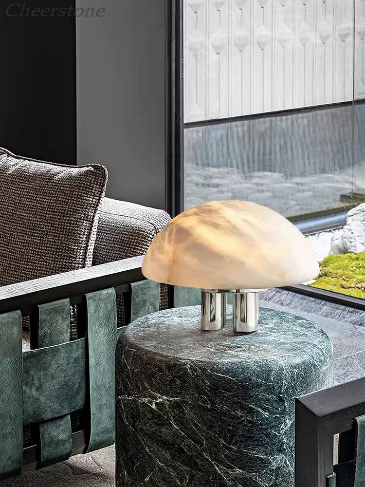 Mira Alabaster Mushroom Table Lamp by Bling Lighting Studio
