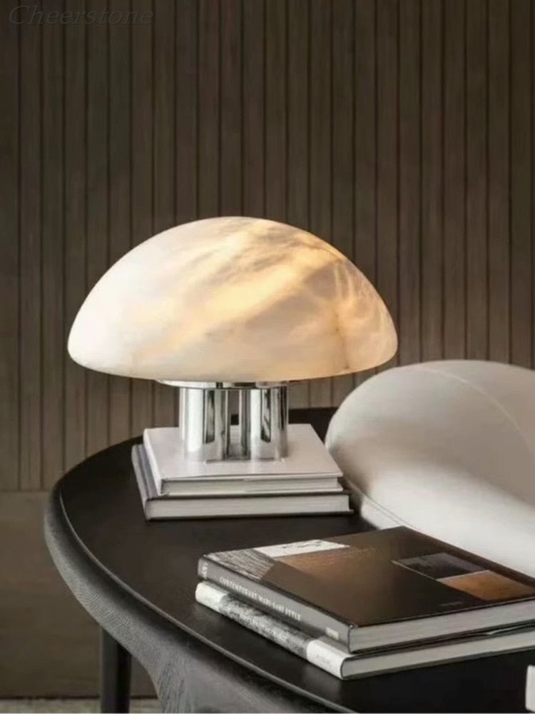 Mira Alabaster Mushroom Table Lamp by Bling Lighting Studio
