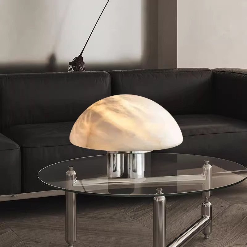 Mira Alabaster Mushroom Table Lamp by Bling Lighting Studio