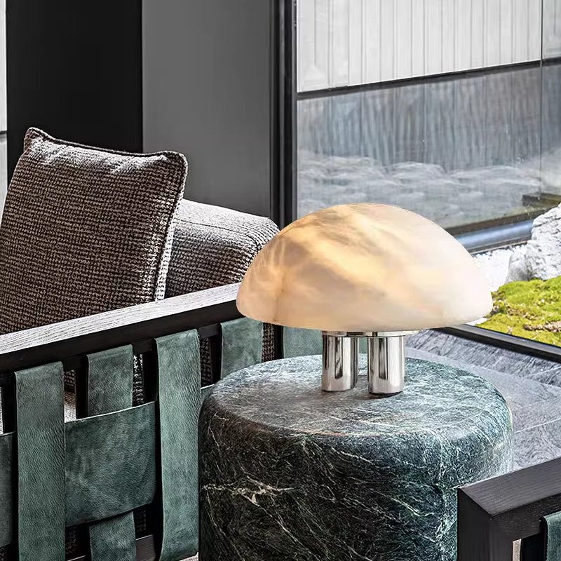 Mira Alabaster Mushroom Table Lamp by Bling Lighting Studio