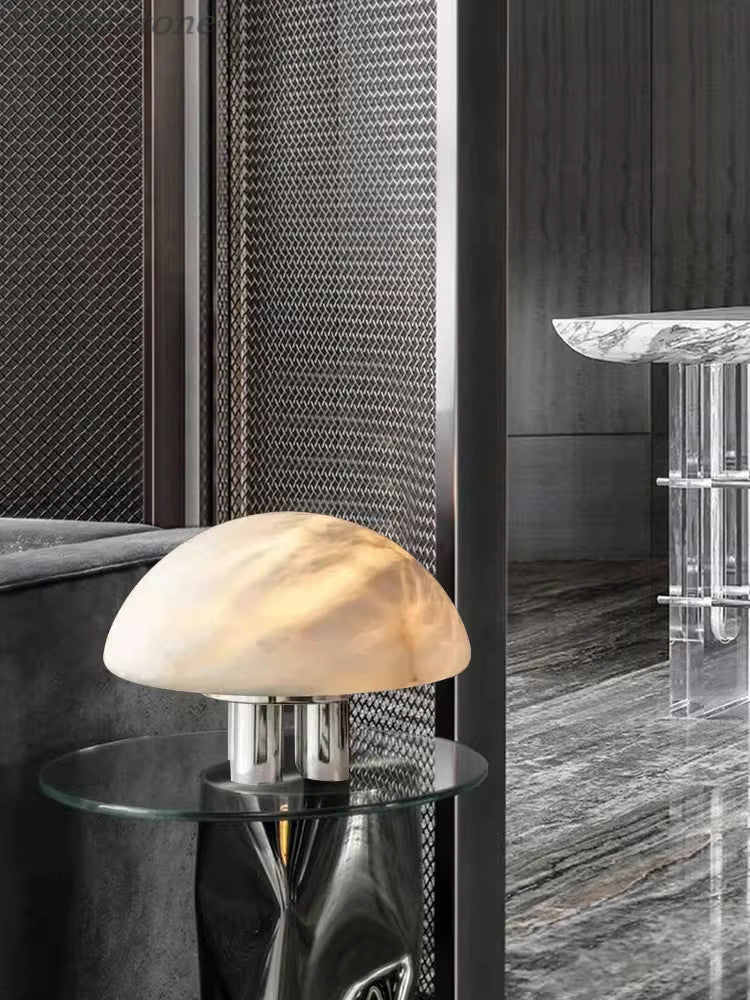 Mira Alabaster Mushroom Table Lamp by Bling Lighting Studio