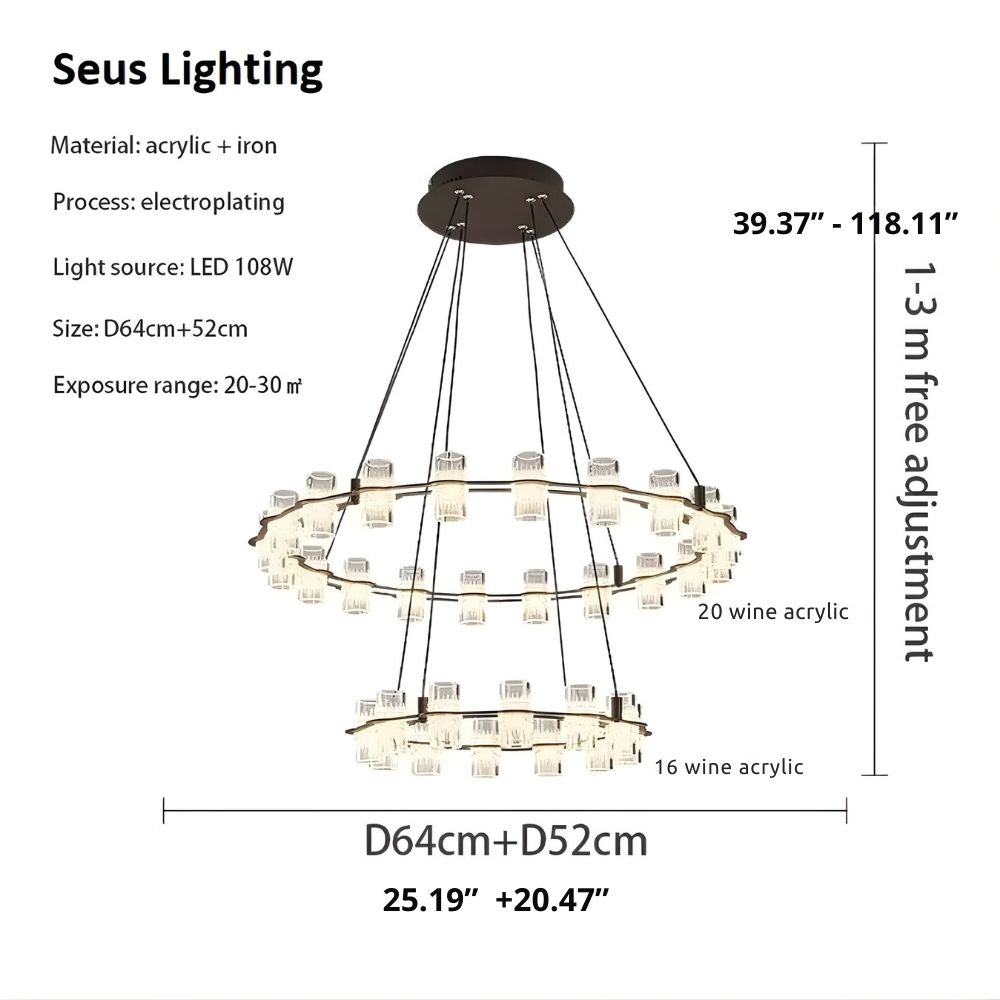 Misty 2-Layer Ring Modern Retro Chandelier - Bling Lighting Studio