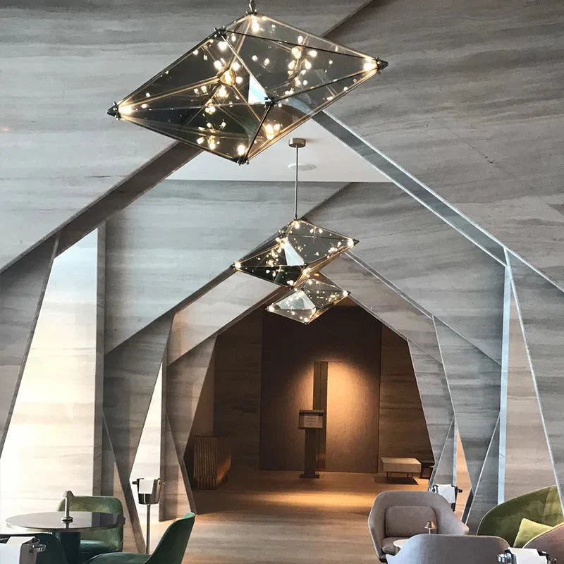 Modern Angular Diamond Style LED Pendant Light - Bling Lighting Studio