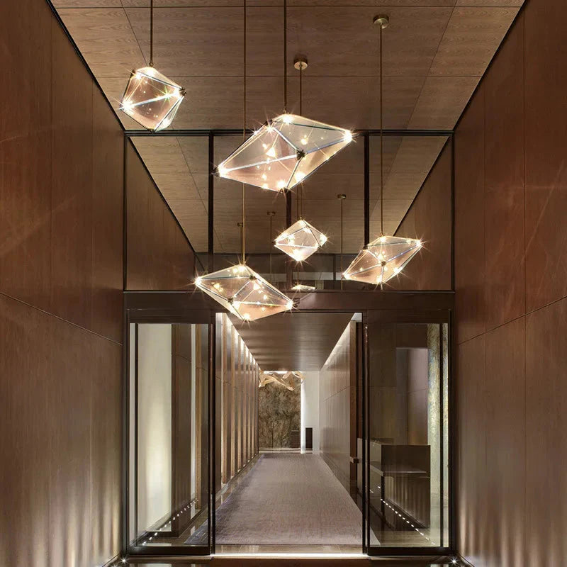 Modern Angular Diamond Style LED Pendant Light - Bling Lighting Studio