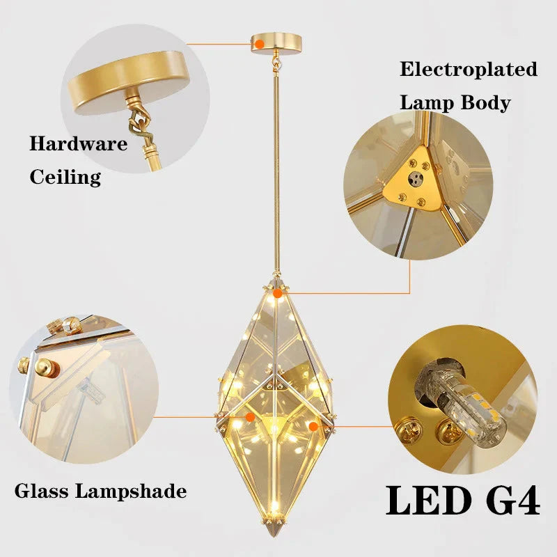 Modern Angular Diamond Style LED Pendant Light - Bling Lighting Studio