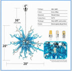 Modern Aqua Blue Glass Chandelier - Bling Lighting Studio