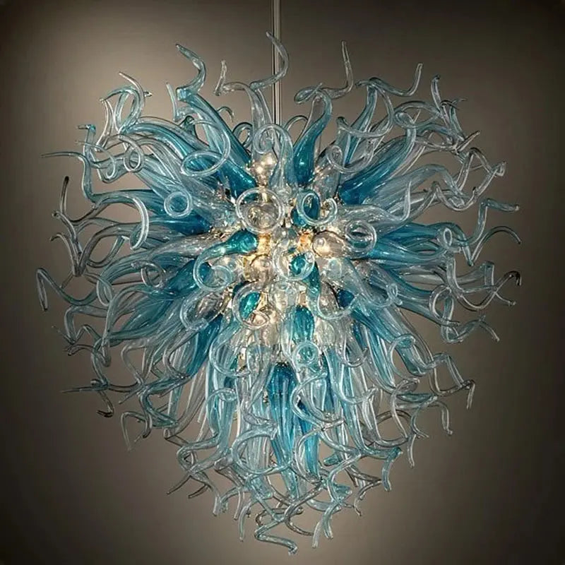 Modern Aqua Blue Glass Chandelier - Bling Lighting Studio