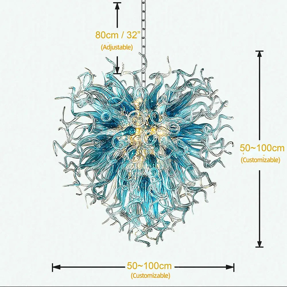 Modern Aqua Blue Glass Chandelier - Bling Lighting Studio