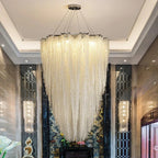 Modern Crystal Beaded Chandelier for Staircase&Foyer for high ceiling staircase and foyer lighting