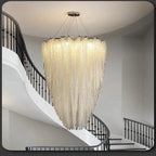 Modern Crystal Beaded Chandelier for Staircase&Foyer for high ceiling staircase and foyer lighting