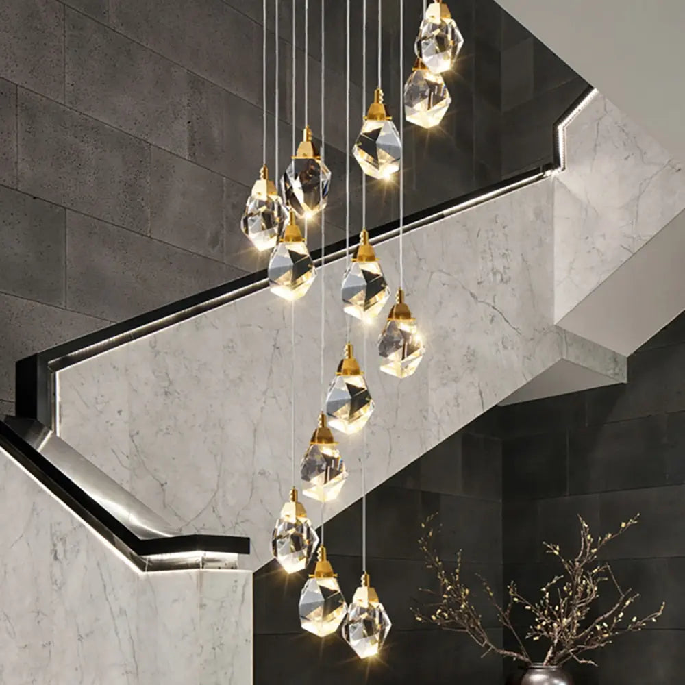Modern Crystal Chandelier for High Ceiling Living Room for high ceiling staircase and foyer lighting