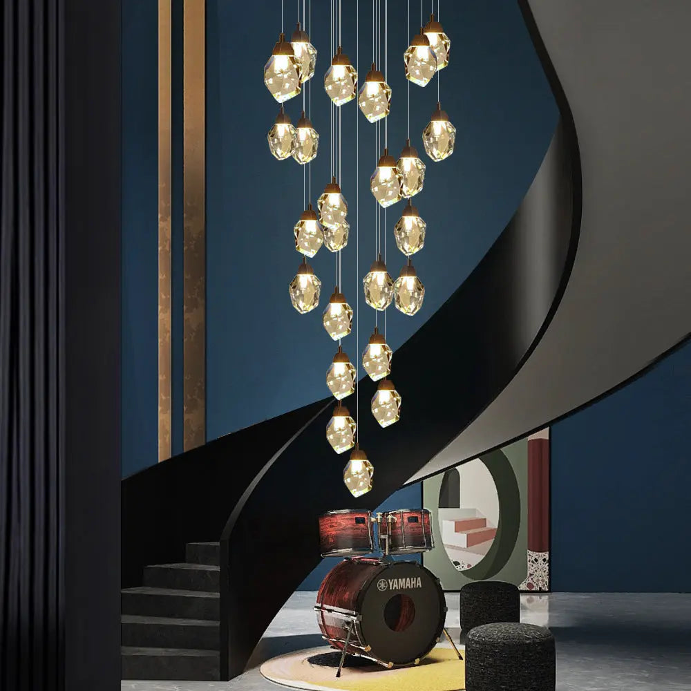 Modern Crystal Chandelier for High Ceiling Living Room for high ceiling staircase and foyer lighting