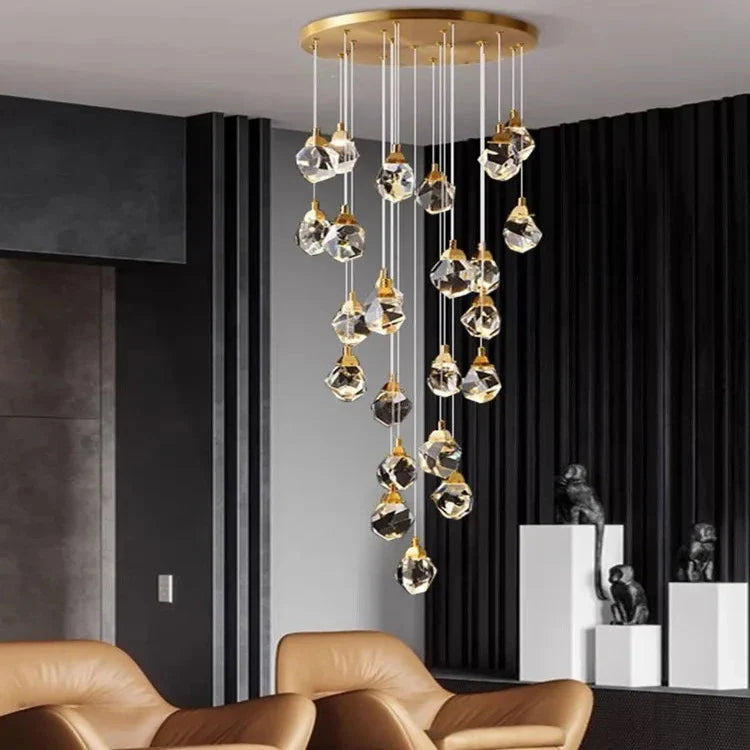 Modern Crystal Chandelier for High Ceiling Living Room for high ceiling staircase and foyer lighting