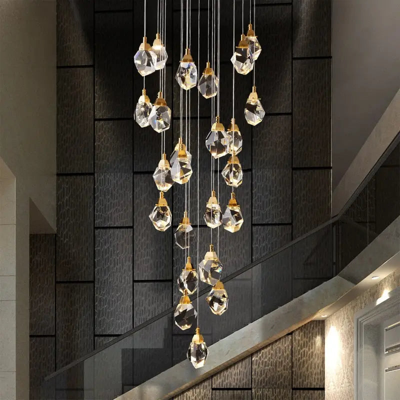 Modern Crystal Chandelier for High Ceiling Living Room for high ceiling staircase and foyer lighting