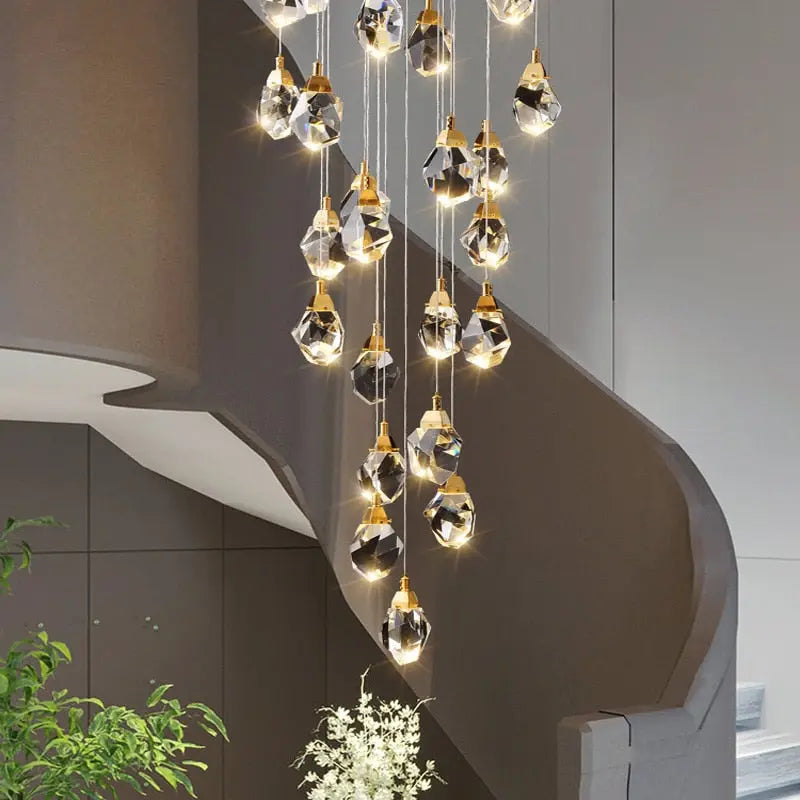 Modern Crystal Chandelier for High Ceiling Living Room for high ceiling staircase and foyer lighting
