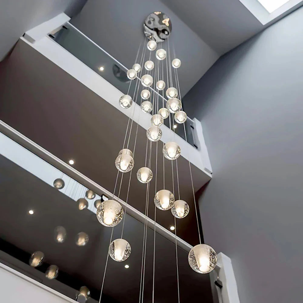 Modern Crystal Glass Bubble Chandelier for Foyer for high ceiling staircase and foyer lighting